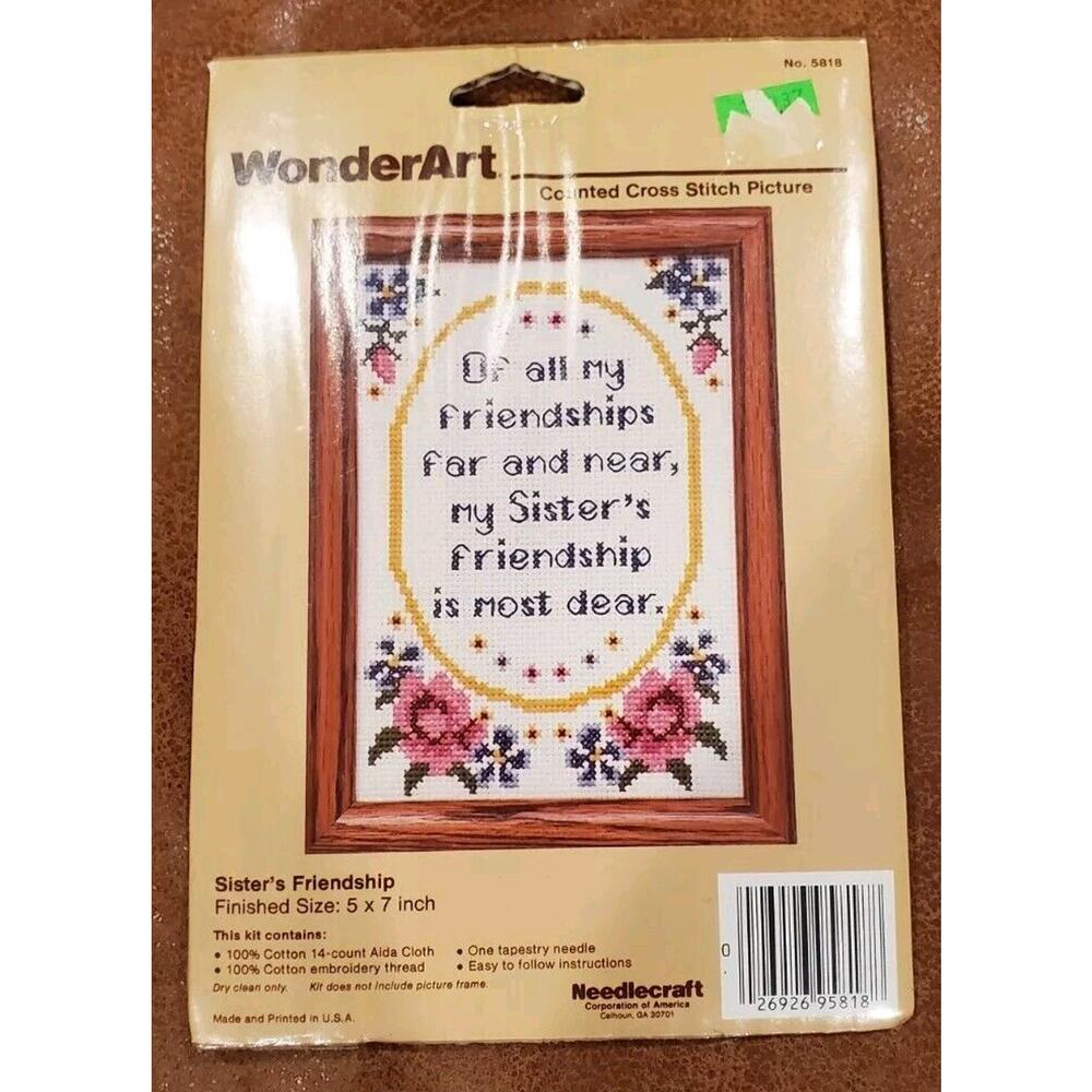 Wonderart Sister's Friendship 5818 Counted Cross Stitch 5x7 Inch Picture Floral